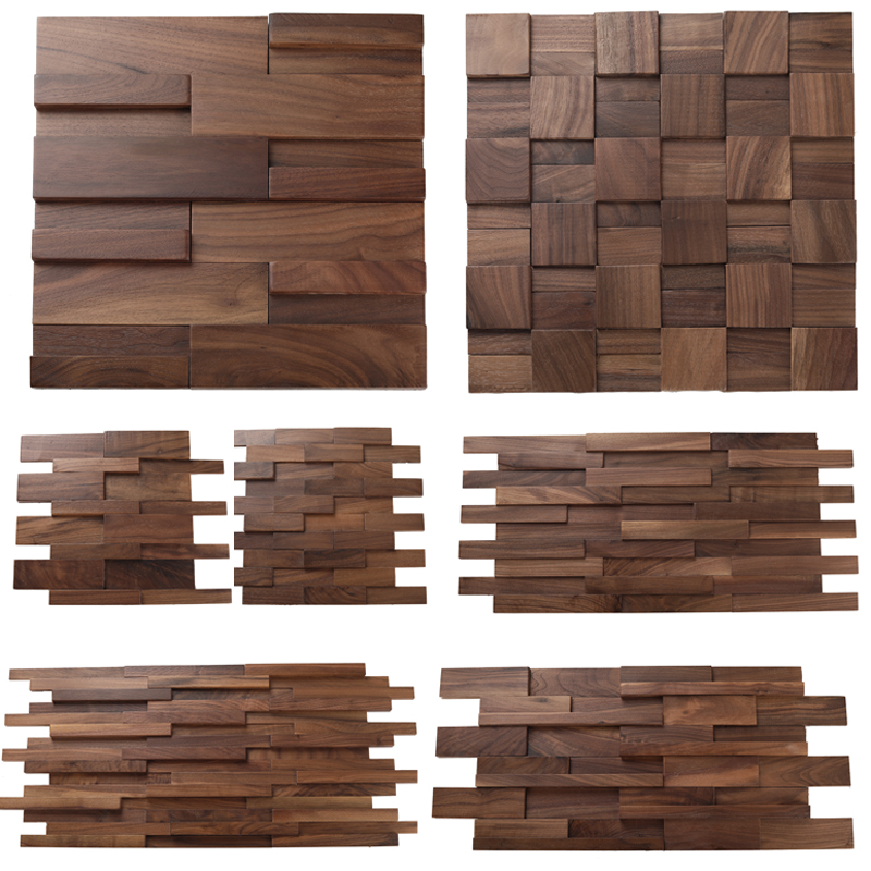 包邮黑胡桃 实木j马赛克背景墙 咖啡店木质电视吧台收银台内墙装