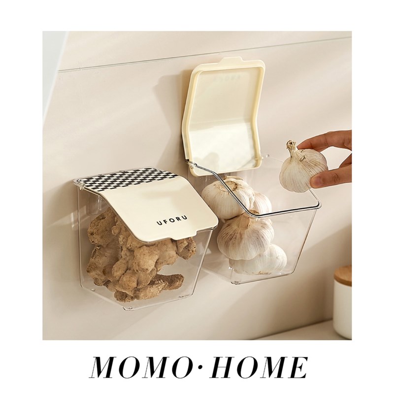 MOMO 姜蒜收纳筐厨房保鲜放姜J辣椒收纳盒免打孔壁挂式