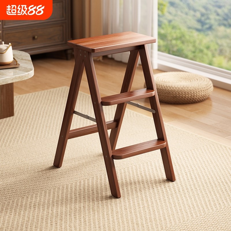 实木梯凳家用多功能加厚折叠w梯椅室内移动登高梯子两用梯凳爬梯