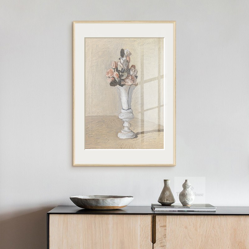 莫兰迪艺术复古餐边柜挂画饭厅B餐厅墙面装饰画玄关走廊过道壁画