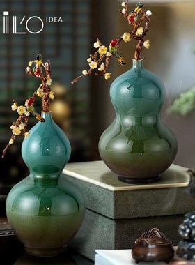 新中式喜上眉梢葫芦福禄摆件客厅电视柜书房博P古架酒柜装饰品摆