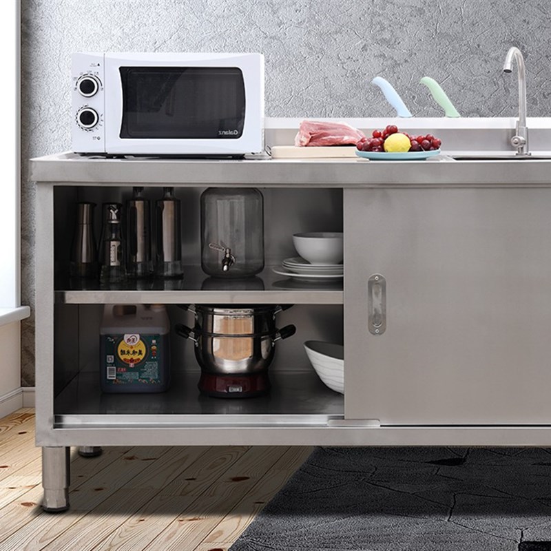 饭店304不锈钢水槽水池柜移门操作台洗碗池一体柜洗菜盆洗手池