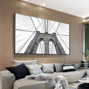 现代简约黑白建筑餐厅装饰画仰望世界的角落餐桌壁画办公室挂画