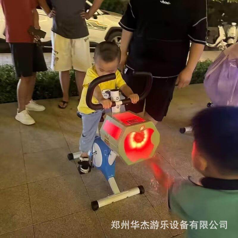 2024共享网红脚踩泡泡机儿童单车摆摊脚踩炫光泡泡车自行车泡泡机