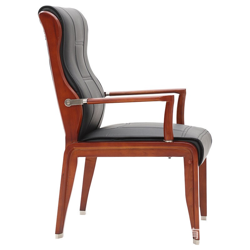会客椅办公会议椅子中式皮椅真皮座椅实木油漆椅子直销