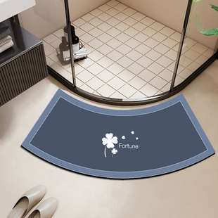 弧形浴室地垫硅藻泥吸水垫卫生间淋浴房防滑脚垫子速干半圆弧地毯