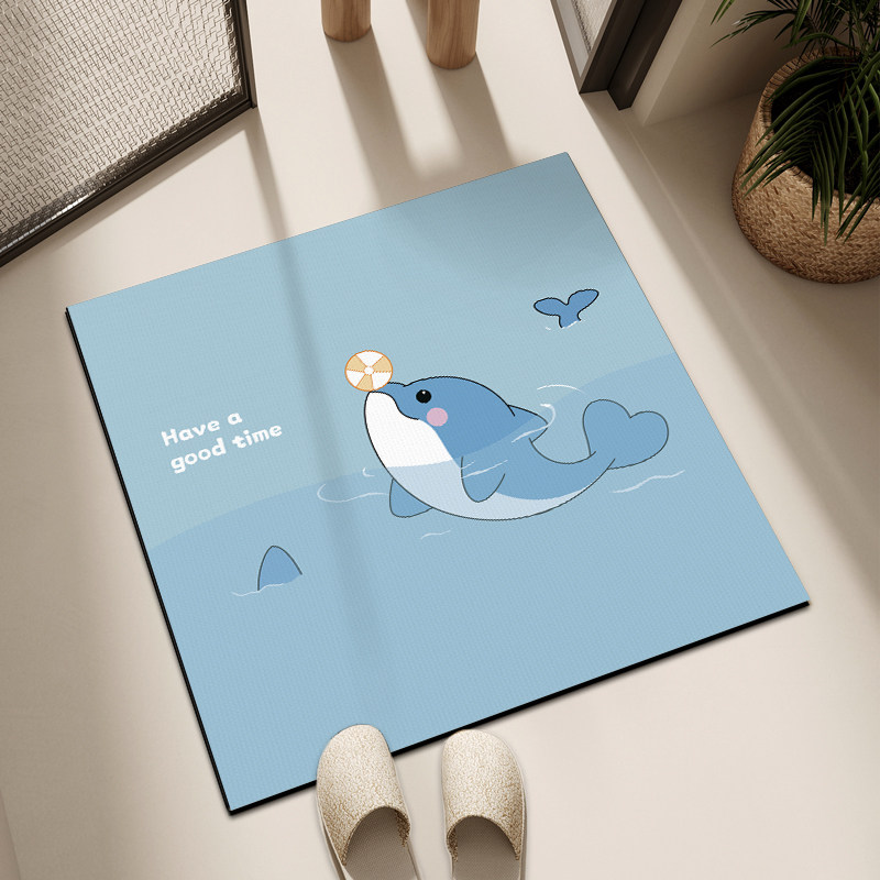 正方形卡通浴室防滑地垫淋浴房卫生间门口硅藻泥吸水软垫速干地毯