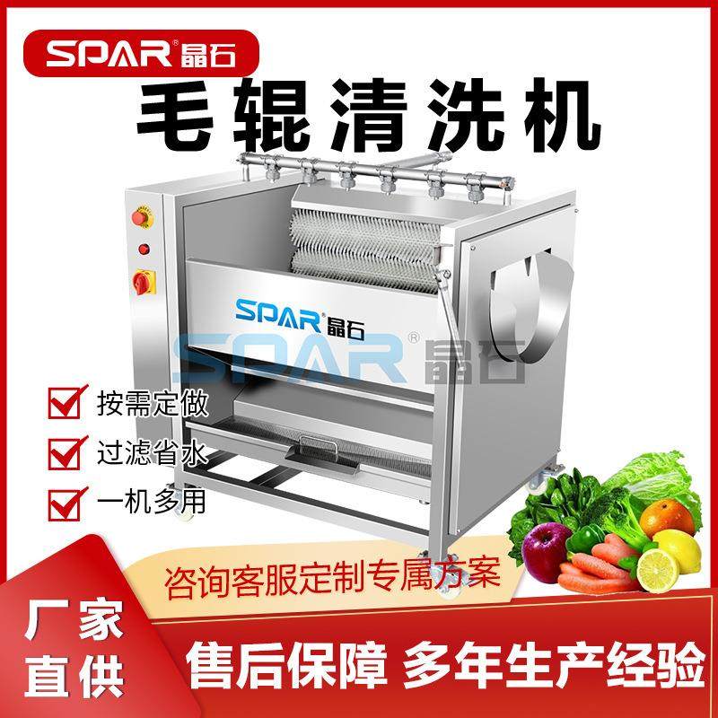 全自动果蔬毛辊清洗机野菜银耳木耳气泡清洗线鼓泡式清洗设备