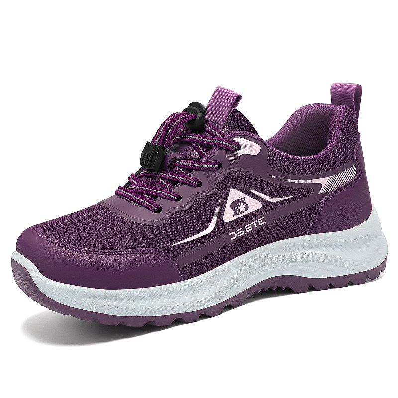 双星妈妈鞋旅游鞋女时尚百搭休闲透气运动鞋健步鞋中老年红色鞋子