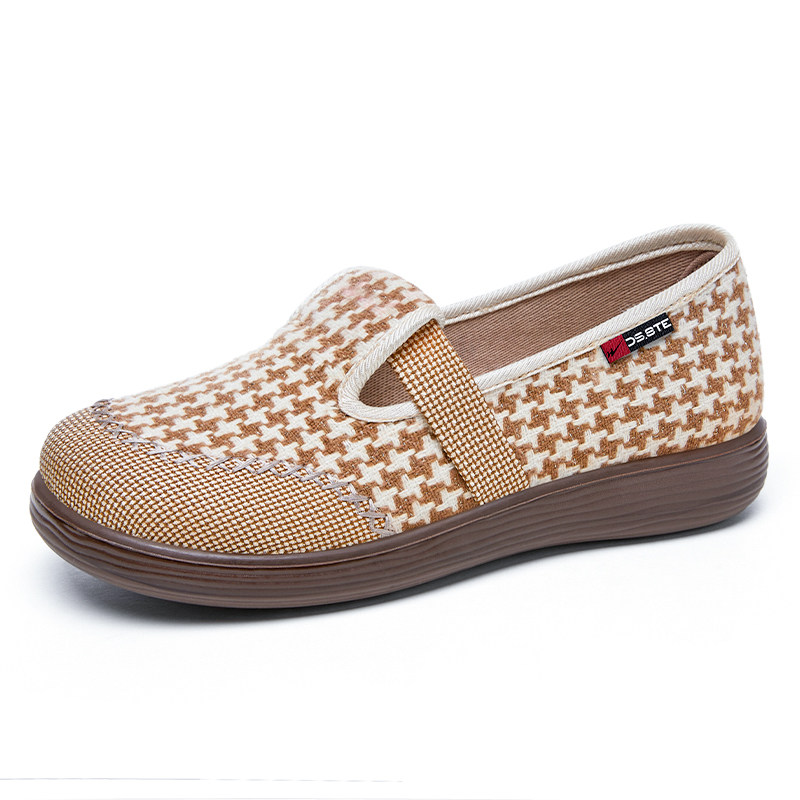 双星千鸟格纹老北京布鞋女一脚蹬软底舒适防滑妈妈鞋浅口平底单鞋,女鞋,棉鞋,淘宝优惠券,粉丝福利购,淘宝优惠卷