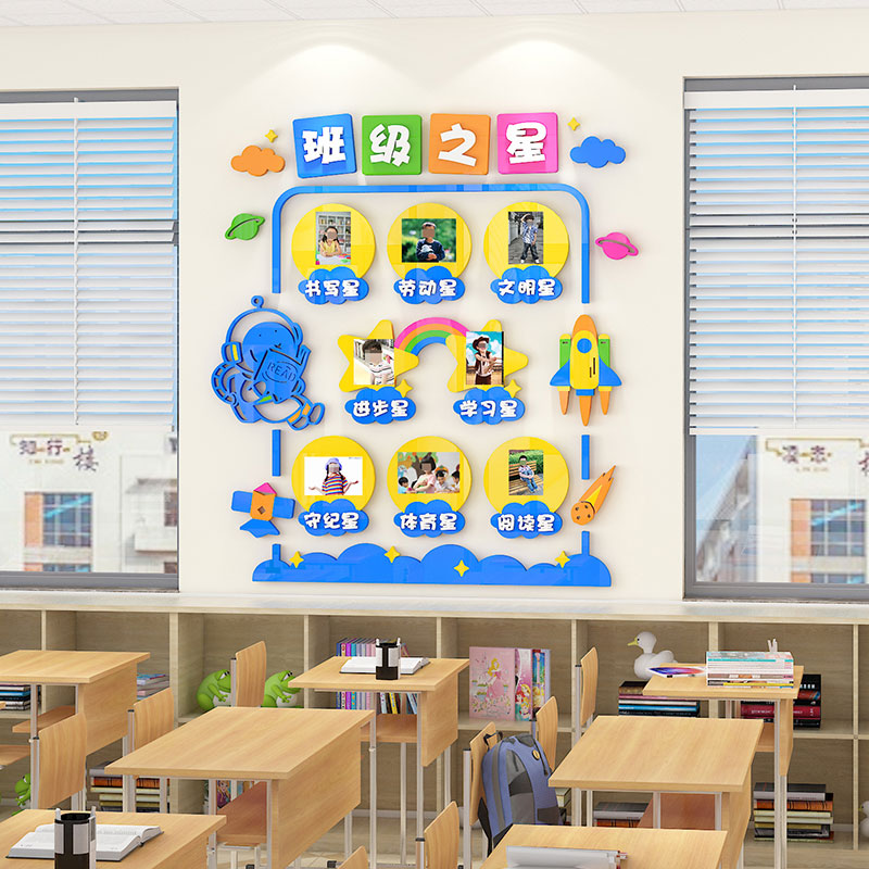 班级之星墙贴教室布置装饰神器小学托管K班每周进步光荣榜文化展