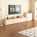 小户型奶油中古风电视柜落地收纳储物柜一体客厅家用边柜组合定制