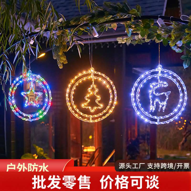 圣诞节雪花圣诞树老人雪人屋檐门口橱窗装饰灯led挂件装饰氛围灯