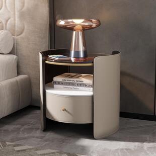 现代简约实木极简多层岩板轻奢床头柜家用卧室一体简易小型储物柜