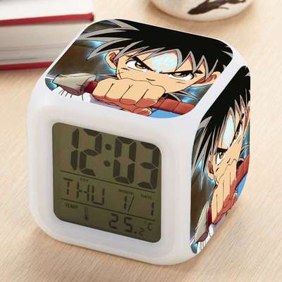 日漫勇者斗恶龙达伊的大冒险小闹钟七彩变色桌面四方钟创意闹铃