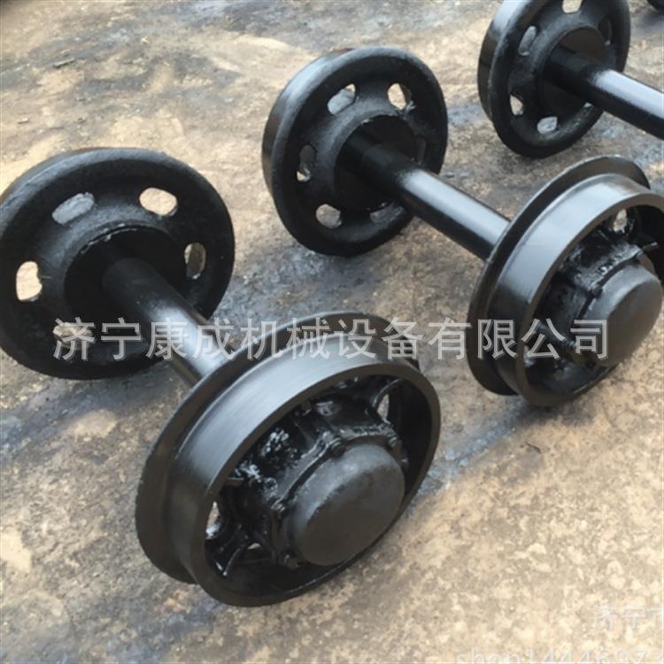 康成轨道用铸钢矿车轮对 600轨距矿车轮子 平板车实心主动轮
