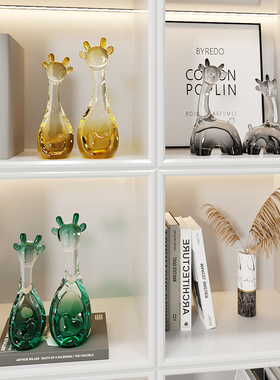 轻奢水晶鹿摆件可爱家居装饰品客厅酒柜书房桌P面办公室现代高级