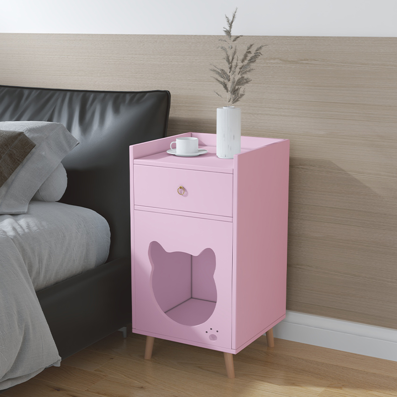 实木猫窝一体床头抽屉柜现代家用四季通用简约宠物收纳储物笼定做