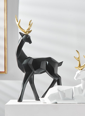 现代轻奢一对鹿摆件m北欧客厅书柜酒柜电视柜装饰品一鹿有你工艺