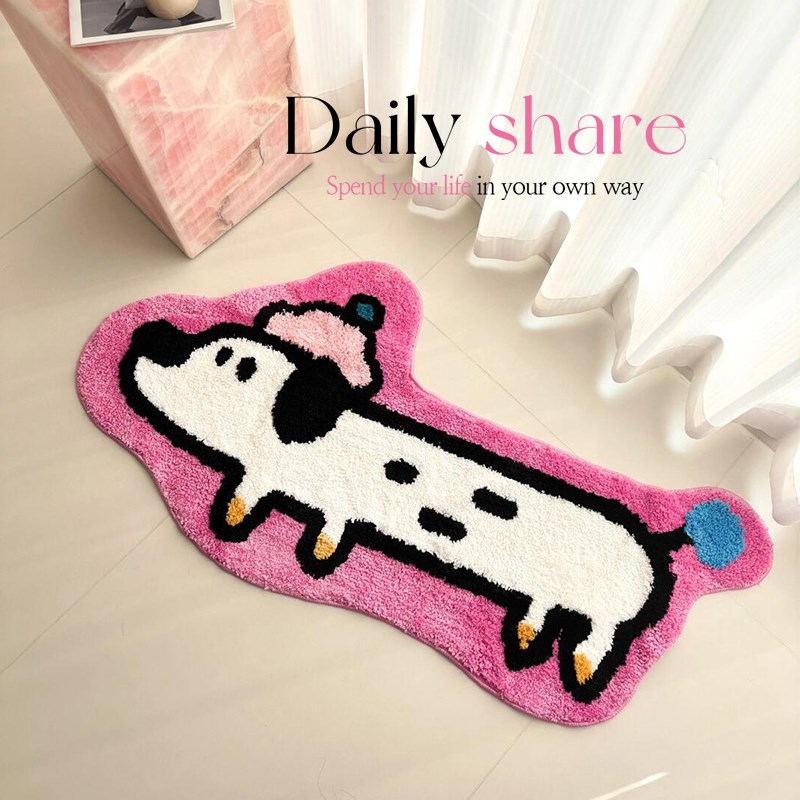 卡通创意c客厅地毯长条可爱卧室床边毯家用吸水防滑地垫防摔免打