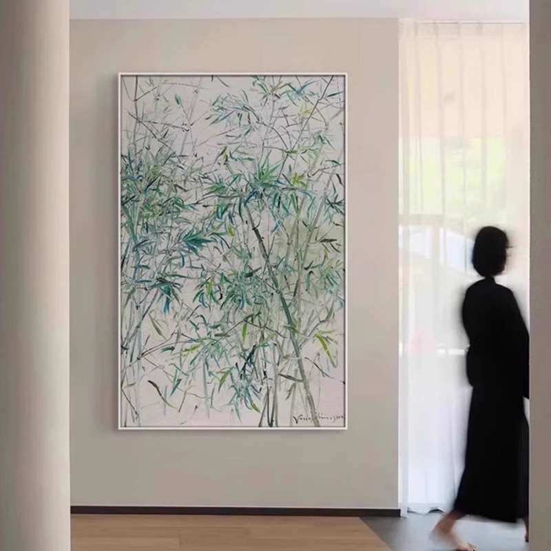 又见新绿 现代简约客厅装饰画植物花卉玄关挂画轻奢高级样板间画图片