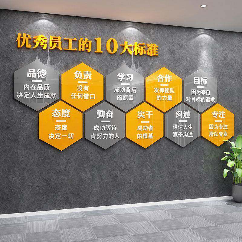 员工守则标准文化墙贴公司团队目标理念核心价值观标语展示