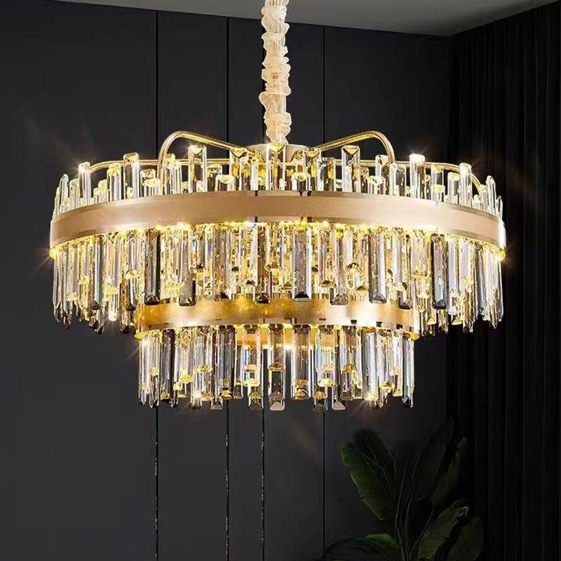 水晶吊灯客厅吊灯后现代简约轻奢主灯复式楼卧室餐厅灯套装设计感