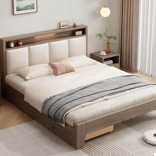 实木床现代简约1米8双人床出租房用储物床1米5新款家用1米2单人床