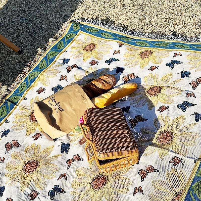 澳洲花卉露营沙发多功能盖毯花卉四季通用办公室午睡家居装饰线毯