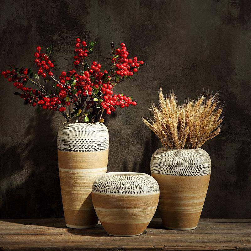 现代简约桌面花瓶复古别墅酒店客厅玄关陶瓷居家陶罐花盆装饰大号,纺织面料/辅料/配套,纺织机械配件,淘宝优惠券,粉丝福利购,淘宝优惠卷