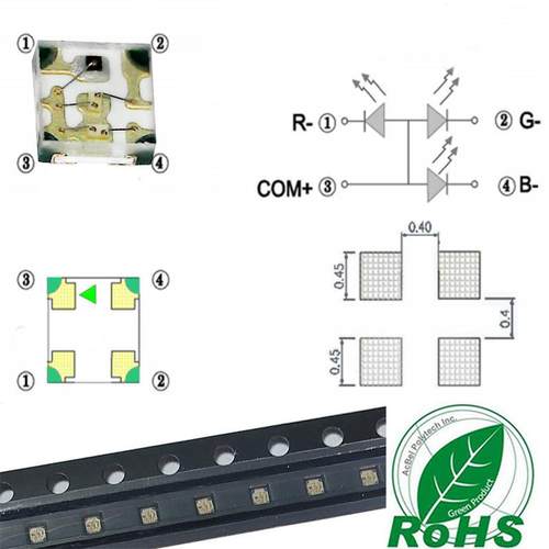 0402RGB共阳三色1010红蓝双色RB红绿RG小贴片红绿蓝LED高亮灯珠