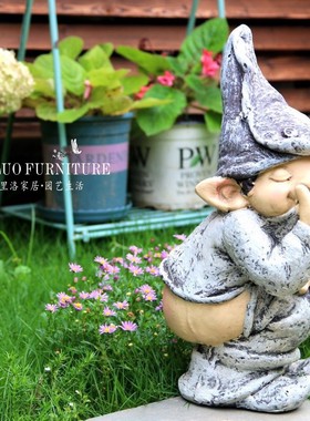 搞怪人物小男g孩户外草坪装饰别墅庭院花园农场园艺精灵人物摆件