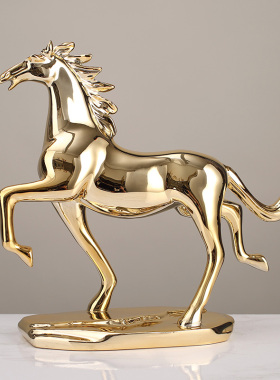 轻奢骏马办公f室摆件高档桌面装饰书房书柜工艺品马到成功开业礼
