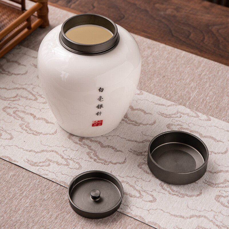 高档羊脂玉瓷陶瓷茶叶罐包装礼盒装空盒白毫银针白茶绿茶红茶定制