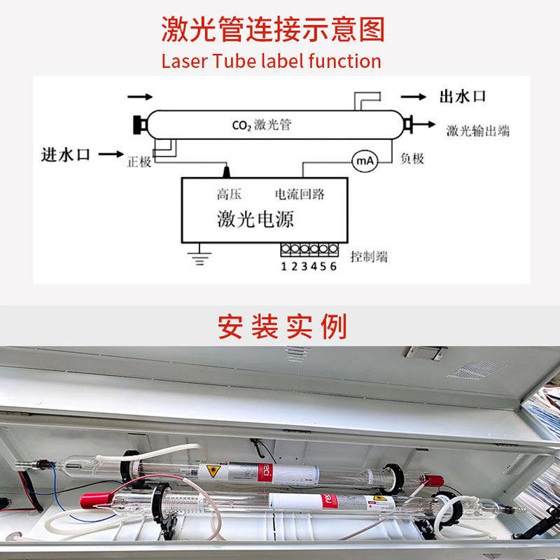 北京reci热刺CO2激光管80W100W150瓦雕刻机配件玻璃管T2W2W4W6W8