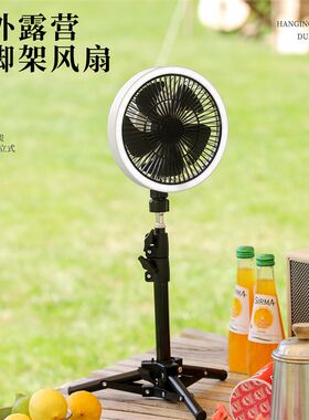 户外露营电风扇可充电无线可携式超长续航野外野营摇头带灯帐篷吊