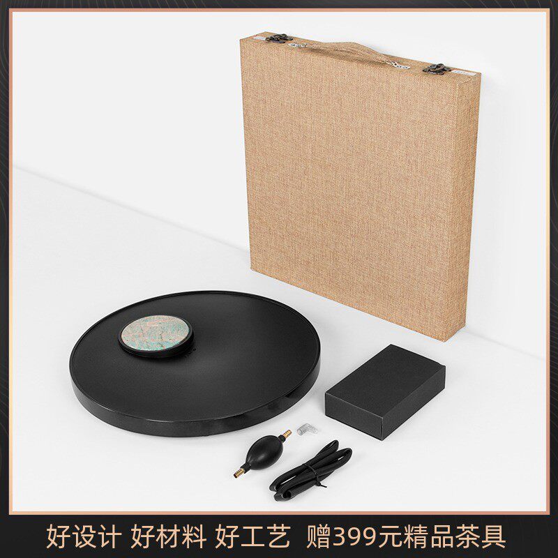 奢石乌金石茶盘小型湿泡台石磨茶具圆型潮汕功夫排水式石头小茶台