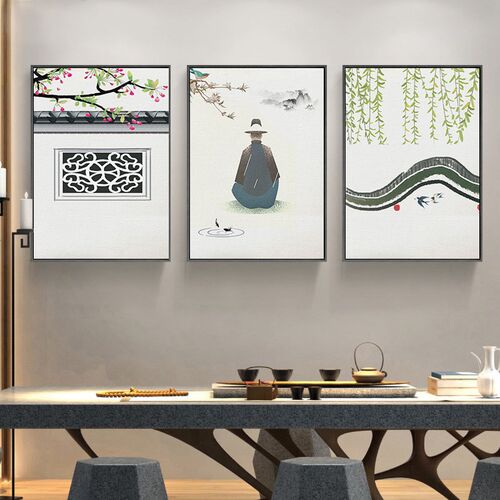 沙发背景墙装饰画客厅玄关餐厅江南风景新中式画禅意中国风壁挂画