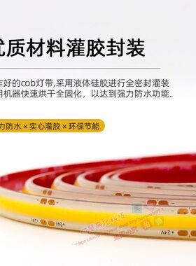 24v伏高亮灌胶防水led灯带室外鱼塘泳池水里低压自粘COB贴片灯条