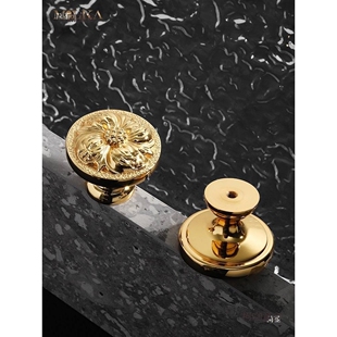 24K真金电镀拉手柜门橱柜把手抽屉轻奢黄法式欧式金色大号麦太保