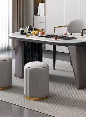 现代简约轻奢PAB风茶桌小茶阳台台岩板办公休闲体二茶合一小型一