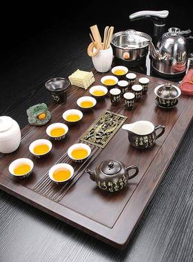 茶套办功公家用整套夫陶瓷全自动四合一办公0312003装室茶台实木