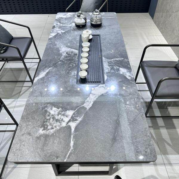 中合式轻奢岩桌椅组办公室茶家板用茶台泡茶桌烧水UGX壶一体现代