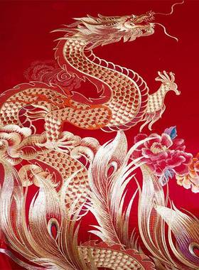 件QXiF0415大红色纯棉10上0棉婚庆四套龙凤刺绣结婚床用品陪嫁盖
