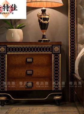 欧式双人床法式宫廷布实木新雕花床带软靠艺18m主卧床.古92911典