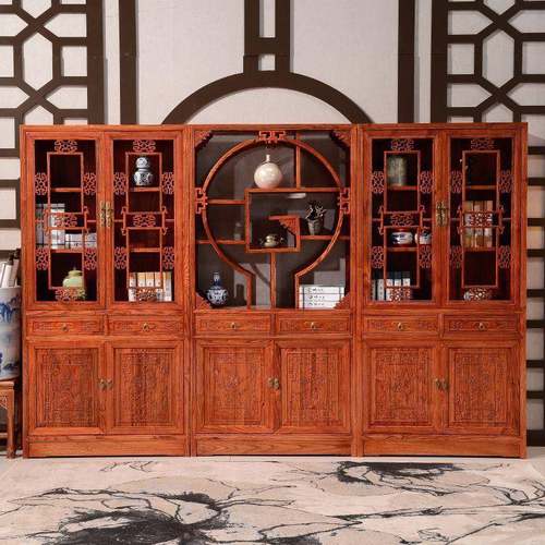 仿古子实木组合书中式柜花书ZUC书架储物柜房家具多层置物架展示