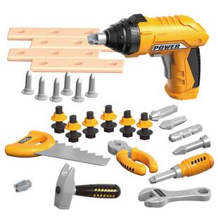 维修手提箱过家家儿童拆装工具箱仿真小号电钻工具锤子锯子34pcs