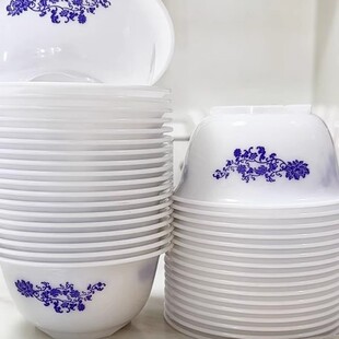 青花瓷仿羊脂白玉餐具套装饭碗筷子一次性食品级加厚加硬耐高温大