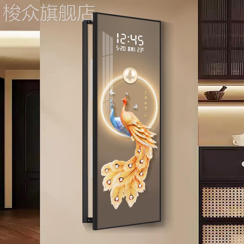 超大尺寸电表箱装饰画富贵孔雀锦鲤电子屏时钟强弱配电箱遮挡挂画图片