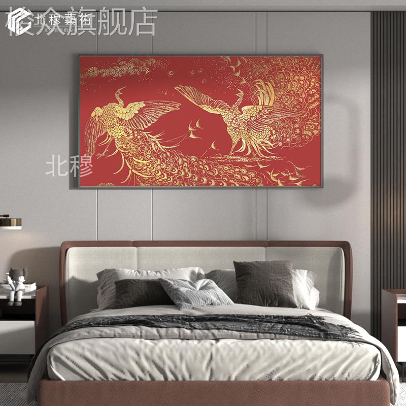 中古风入户玄关装饰画高级感楼梯间孔雀走廊过道客厅挂画大气轻奢图片